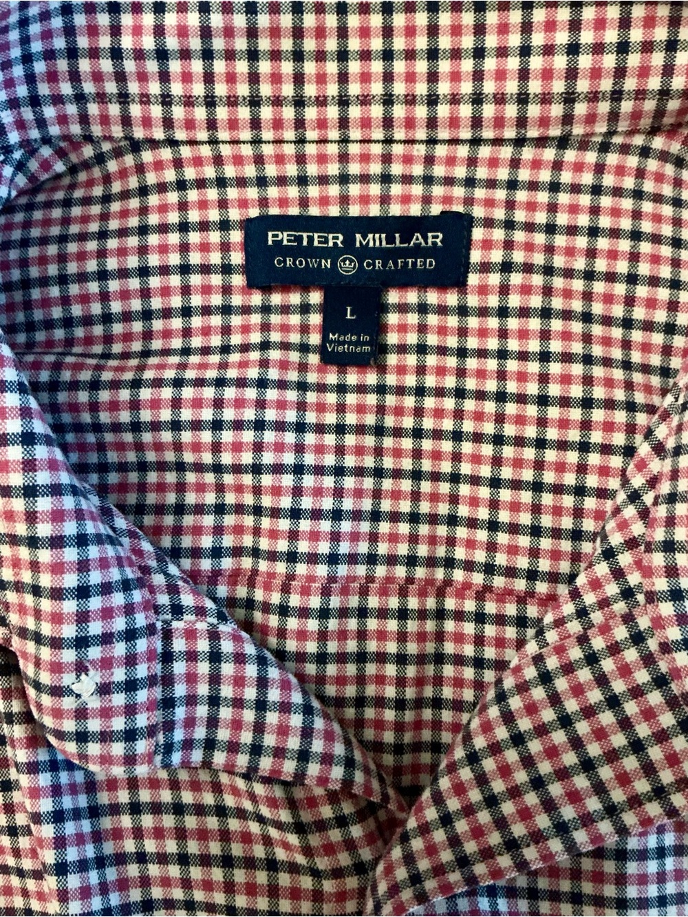 Peter Millar Crown Crafted Check Button-Down Sport Shirt Men’s Large Luxury